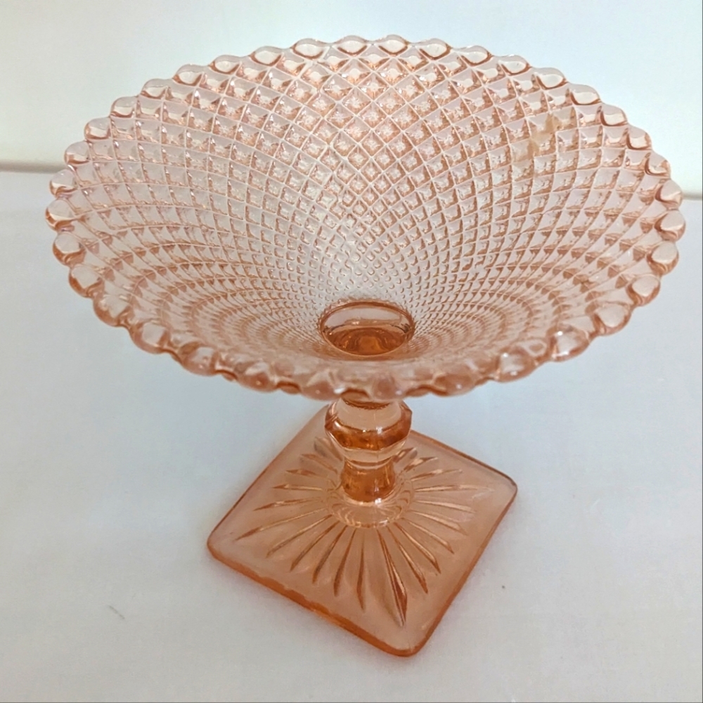 Anchor Hocking Miss America Pink Round Compote 5 inch